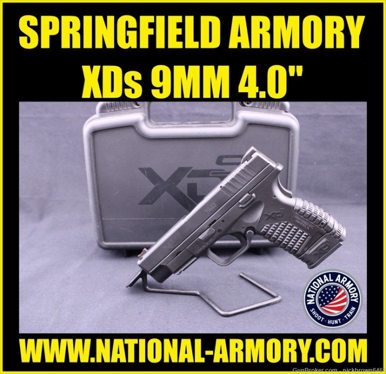 SPRINGFIELD ARMORY XDS 9MM 4.0" BBL 2 MAGS FACTORY BOX FIBER OPTIC SIGHT-img-0