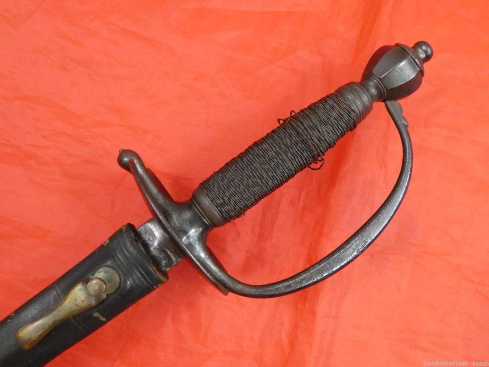 18 cent. BRITISH m1786 INFANTRY OFFICERS SWORD Steel Hilt Leather Scabbard -img-0