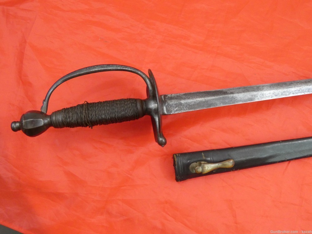 18 cent. BRITISH m1786 INFANTRY OFFICERS SWORD Steel Hilt Leather Scabbard -img-9
