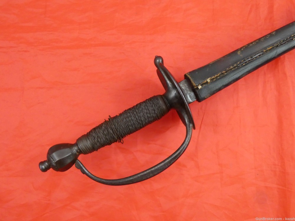 18 cent. BRITISH m1786 INFANTRY OFFICERS SWORD Steel Hilt Leather Scabbard -img-2