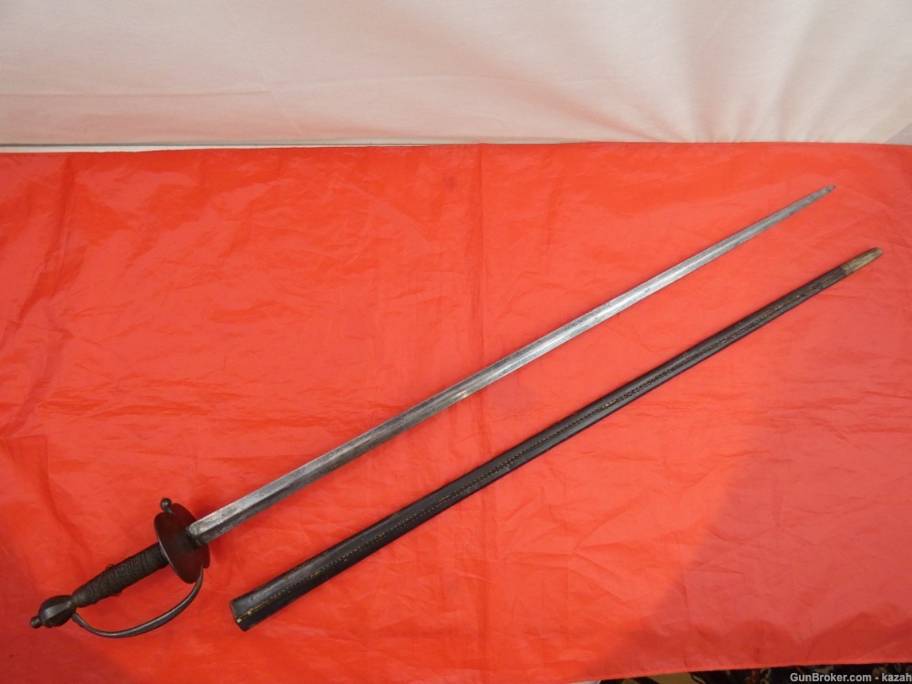 18 cent. BRITISH m1786 INFANTRY OFFICERS SWORD Steel Hilt Leather Scabbard -img-1