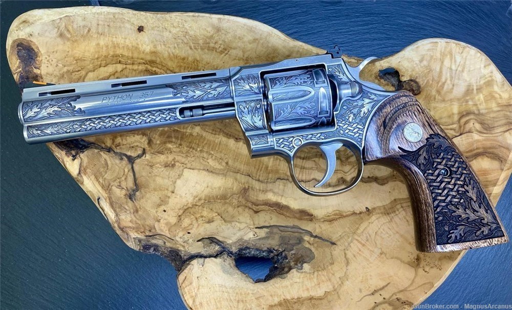 Engraved Colt Python 6" .357 - Woodsman, by Merlin Enright of Altamont-img-0