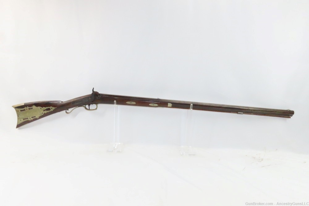 TRENTON, NJ c1850s H. PARKER & CO. .36 FRONTIER Pioneer Long Rifle  Antique-img-1