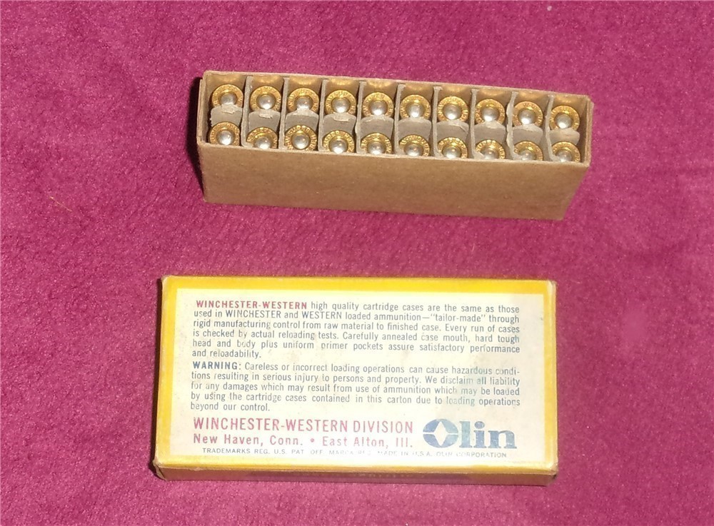 WINCHESTER WESTERN .222 REM. 20 PRIMED CARTRIDGE CASES & BOX-img-2