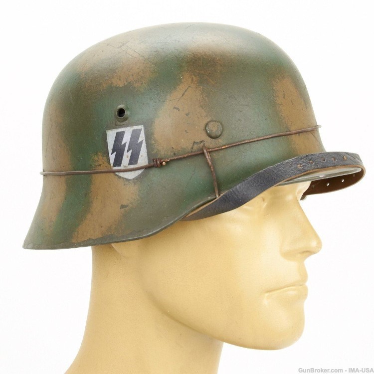 German WWII Replica M35 Steel Helmet - Tricolor 12th SS Panzer Normandy-img-0