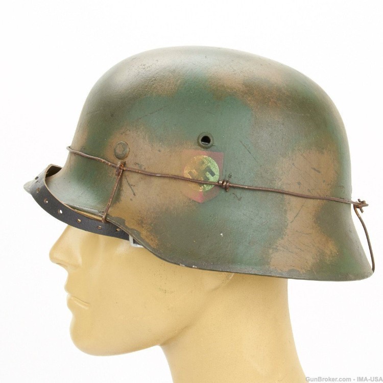 German WWII Replica M35 Steel Helmet - Tricolor 12th SS Panzer Normandy-img-1