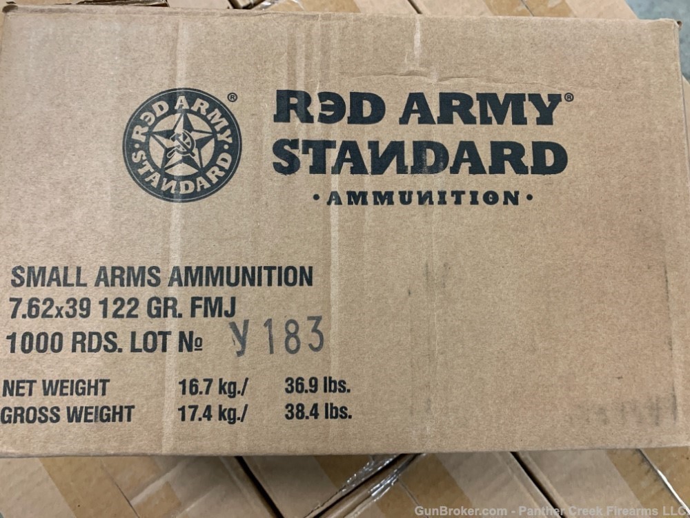 Century Red Army Russian 7.62x39 1000 rounds 122 grain FMJ AK47 Wolf-img-2