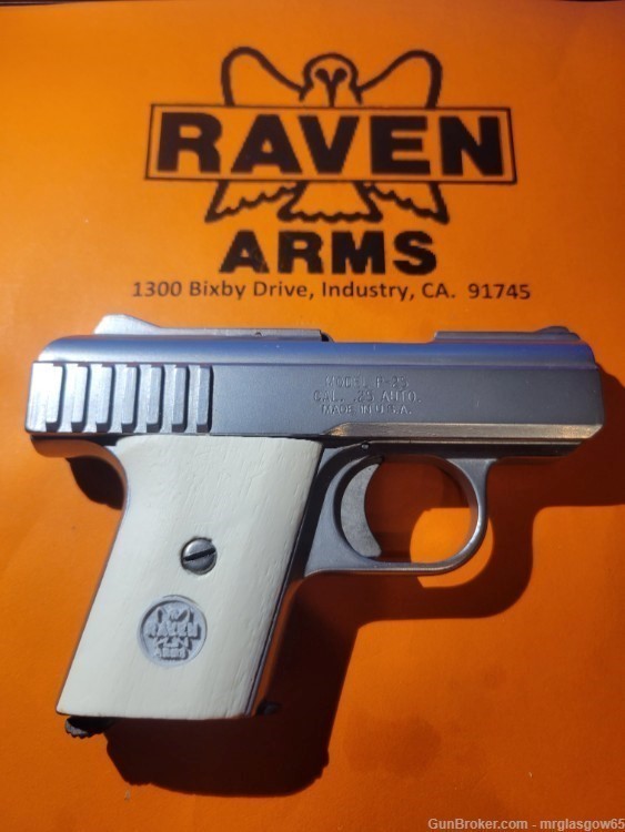 Raven / Phoenix Arms MP25, P25 Faux Wood Grips w/medallions (Lg Safety)-img-5