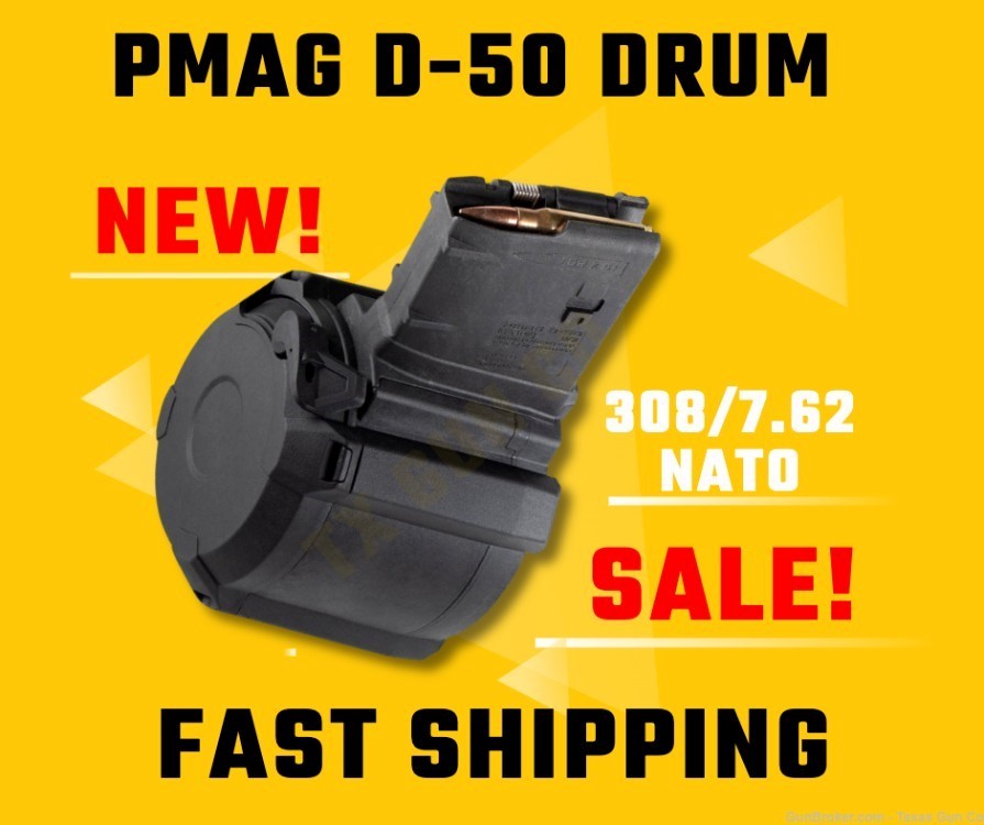 Magpul PMAG D-50 7.62x51 308 Drum Magazine LR SR 50 Round MAG993-BLK-img-0