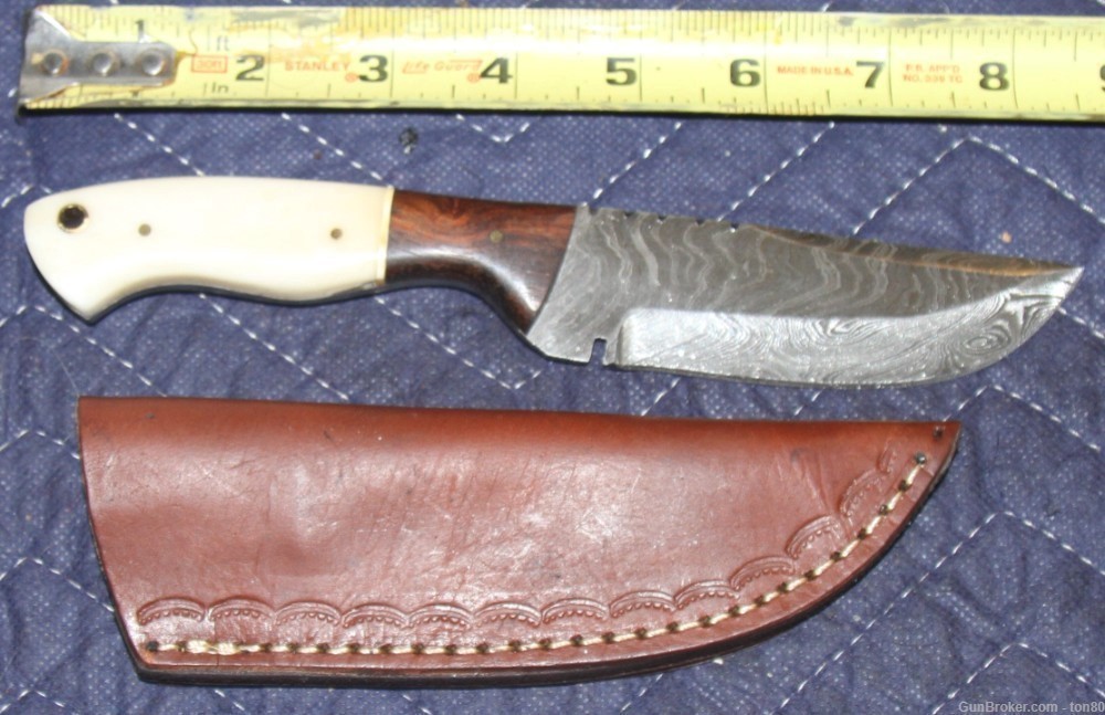 CUSTOM HANDMADE HUNTING KNIFE DAMASCUS STEEL 4323-img-0