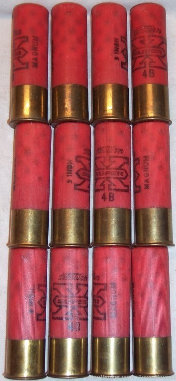 Western Super-X® Magnum 12-3” Ga 1-7/8 Oz 4 Dr #4 Buckshot 17 Round Vintage-img-0