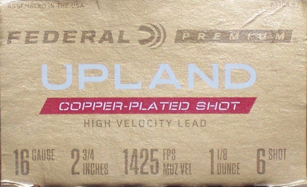 Federal Premium Upland 16-2¾” Gauge 1-1/8 Oz #6 Cu Plated Lead Shot PF163-6-img-0