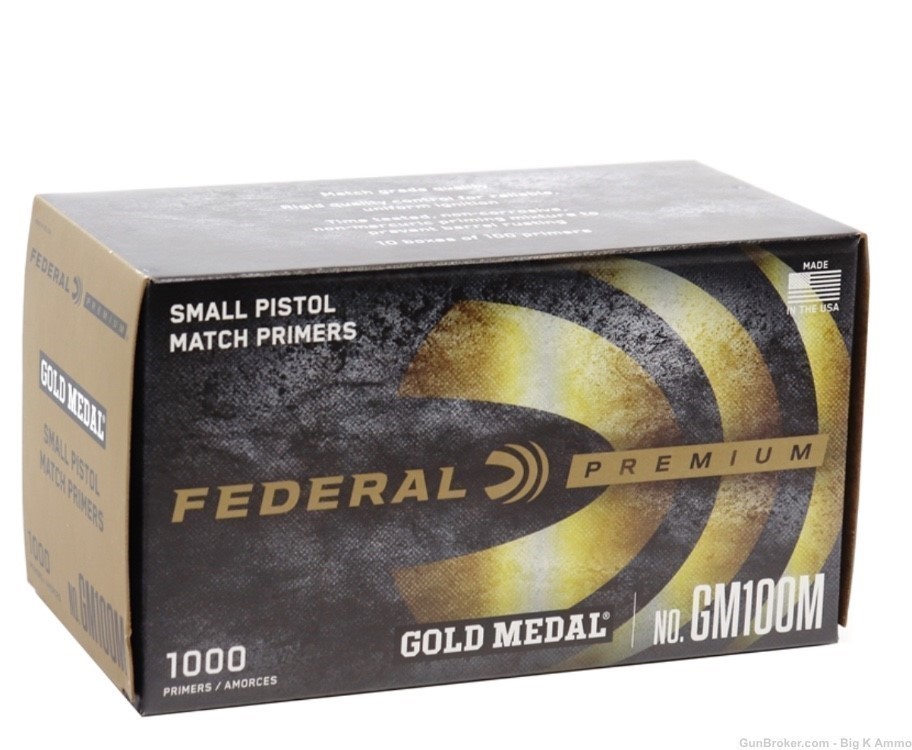 1000 small magnum pistol match primers gold medal no. GM200 NoCCFees -img-1