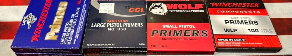 Federal CCI Winchester & Wolf Large & Small Pistol Primers 2400 Count -img-2