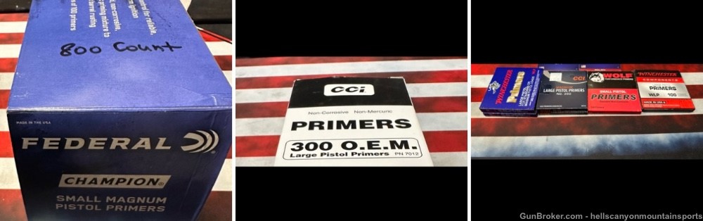 Federal CCI Winchester & Wolf Large & Small Pistol Primers 2400 Count -img-0