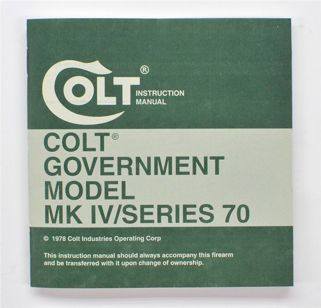 Colt Gov't Model MK IV/Series 70 Manual Plus.1978-img-1