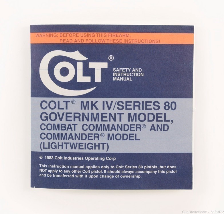 Colt MK IV/Series 80 Government Model Pistols 1983 Manual, Repair Stations-img-1