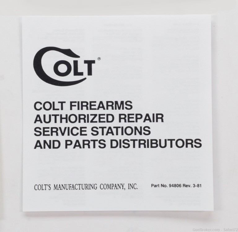 Colt MK IV/Series 80 Government Model Pistols 1983 Manual, Repair Stations-img-3