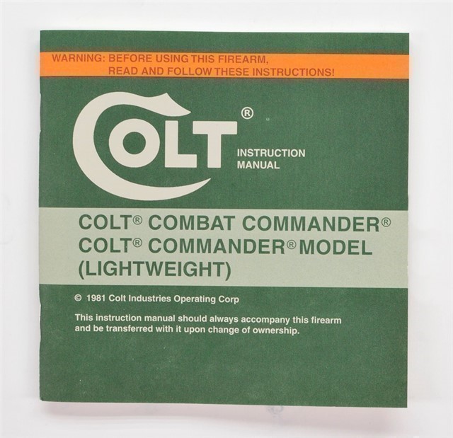 Colt Combat Commnder, Comndr (Ltwt) Manual PLUS 1981-img-1