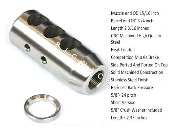 Stainless Steel 5/8x24 .308 Muzzle Break-img-0
