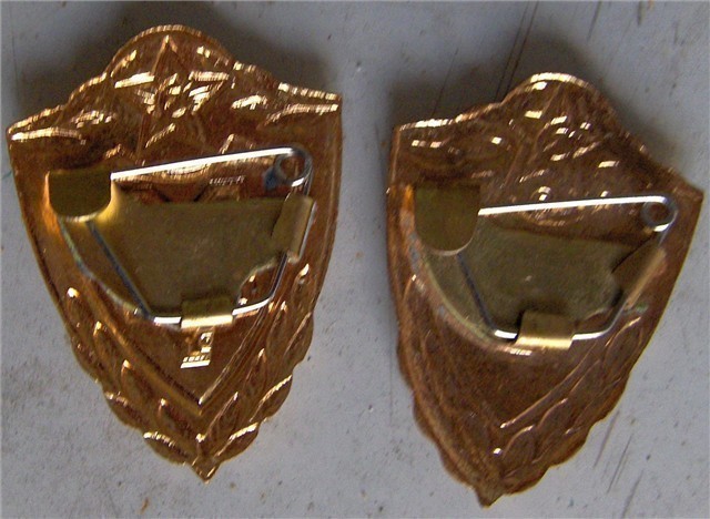 4 Russian military qualification badges model of  1954 solid gilded brass-img-3
