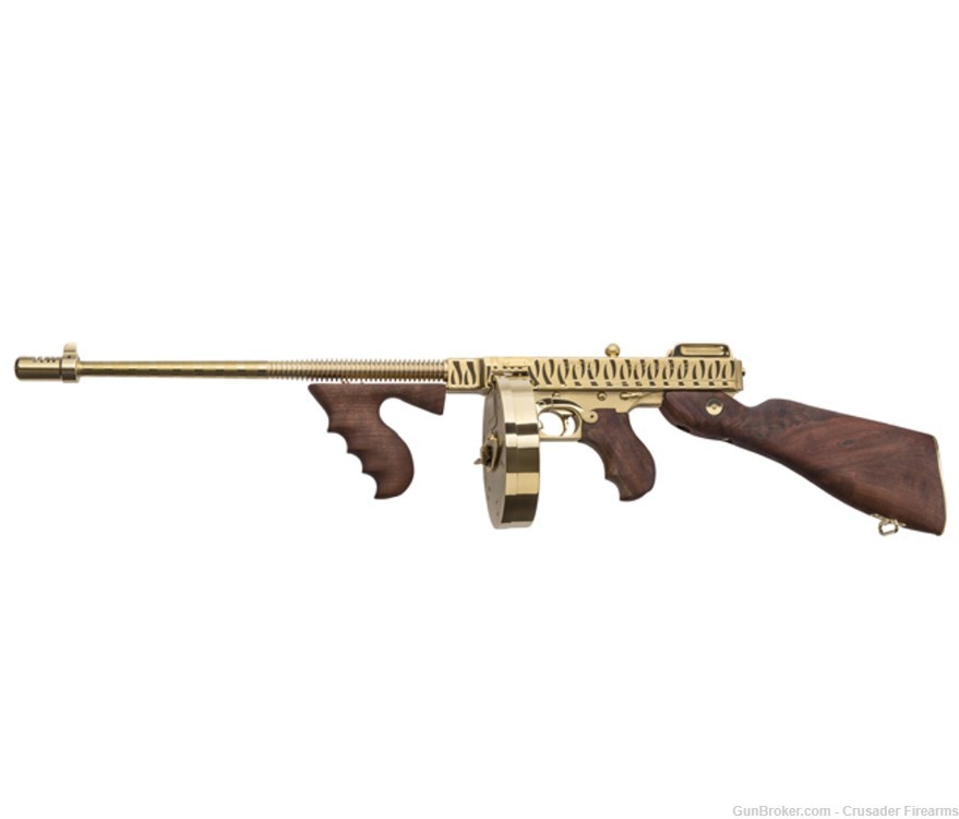 THOMPSON 1927A-1 "DELUXE SEMI-AUTO", TITANIUM GOLD PLATED WITH TIGER STRIPE-img-2