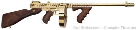 THOMPSON 1927A-1 "DELUXE SEMI-AUTO", TITANIUM GOLD PLATED WITH TIGER STRIPE-img-1