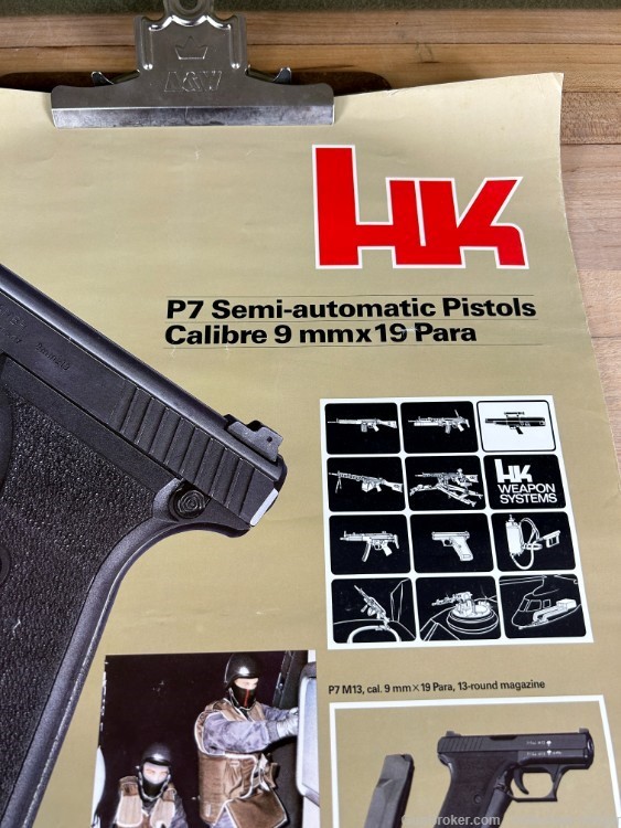 H&K P7 Squeeze Cocker Pistol Sales Poster 9x19 9MM Heckler & Koch Original -img-3