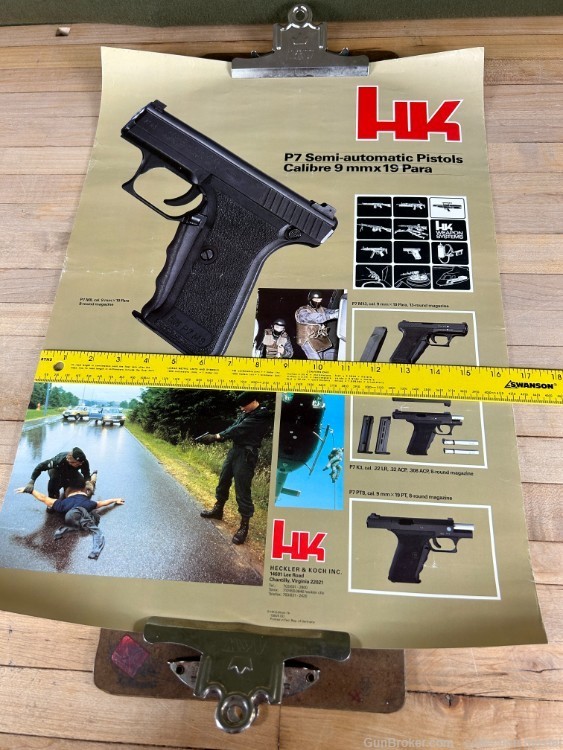 H&K P7 Squeeze Cocker Pistol Sales Poster 9x19 9MM Heckler & Koch Original -img-9