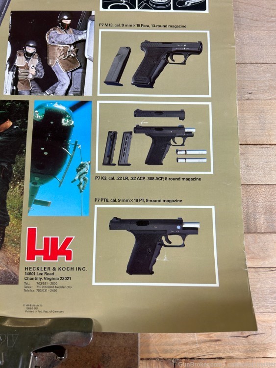 H&K P7 Squeeze Cocker Pistol Sales Poster 9x19 9MM Heckler & Koch Original -img-5
