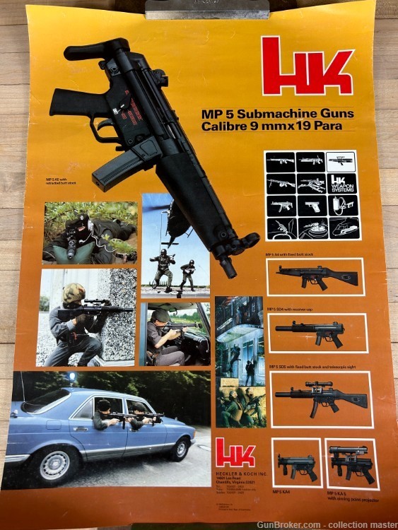 H&K MP5 Submachine Gun Pistol Sales Poster 9x19 9MM Heckler & Koch Original-img-0