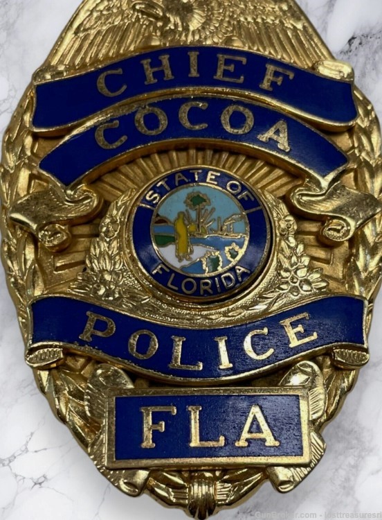 GA-REL State Of Florida Chief Cocoa Eagle Obsolete Police Badge-img-1