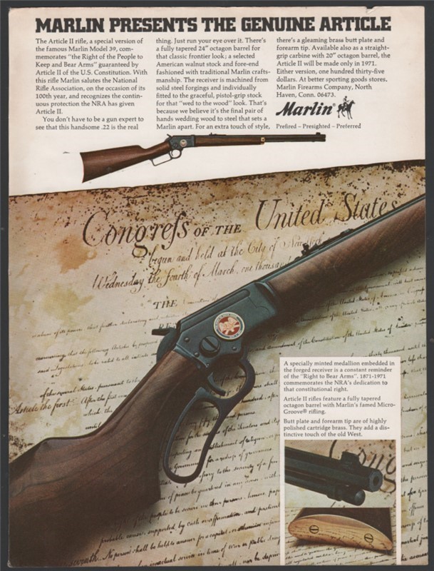 1971 MARLIN Model 39  Lever Action Rifle PRINT AD-img-0