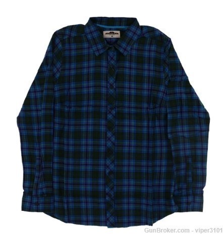 Podium Ladies L/S Flannel Shirt Blue Green Large-img-0