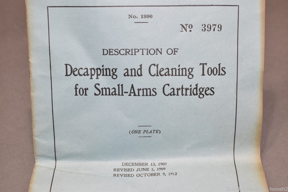 Colt Springfield Small Arms Decapping Tool Kit W Case & 1917 Dated Manual-img-1