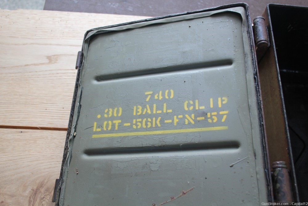 1957 FN Herstal Steel 740rd 30 Ball Metal Ammo Crate box w/ Handles-img-6