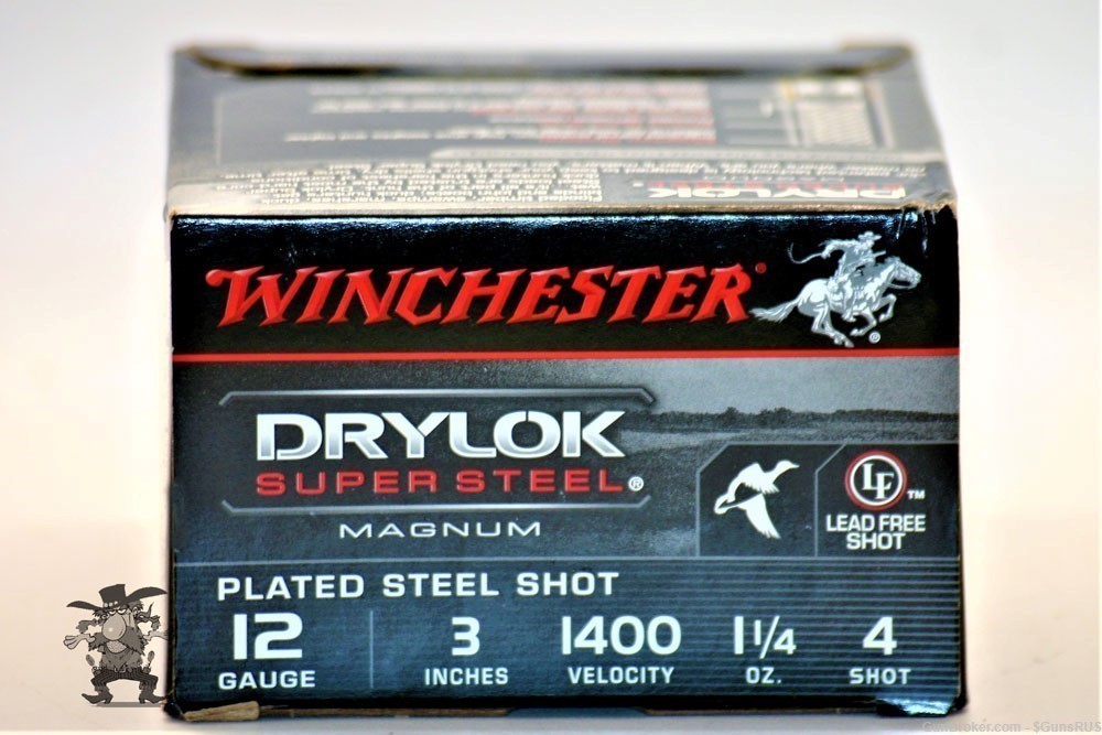 12 GA Winchester DryLok Super Steel MAGNUM 12ga 3" No.4 Shot Shell-img-1