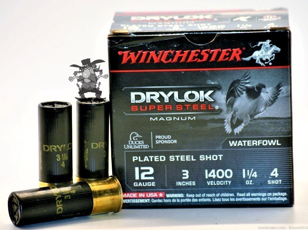 12 GA Winchester DryLok Super Steel MAGNUM 12ga 3" No.4 Shot Shell-img-0