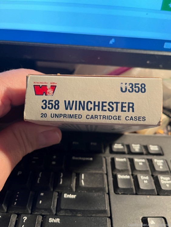 Winchester Western 358 Winchester New Unfired Brass U358 20 Round Box-img-1