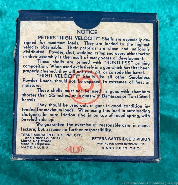 Collectible Peters FULL BOX 25, 12 GA No.124, 2 3/4" NEW PETER CRIMP-img-6