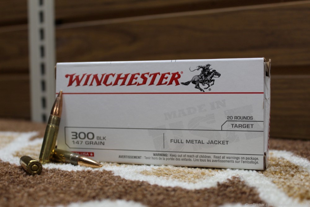 Winchester white box FMJ. 300 AAC Blackout Full Metal Jacket Target-img-0