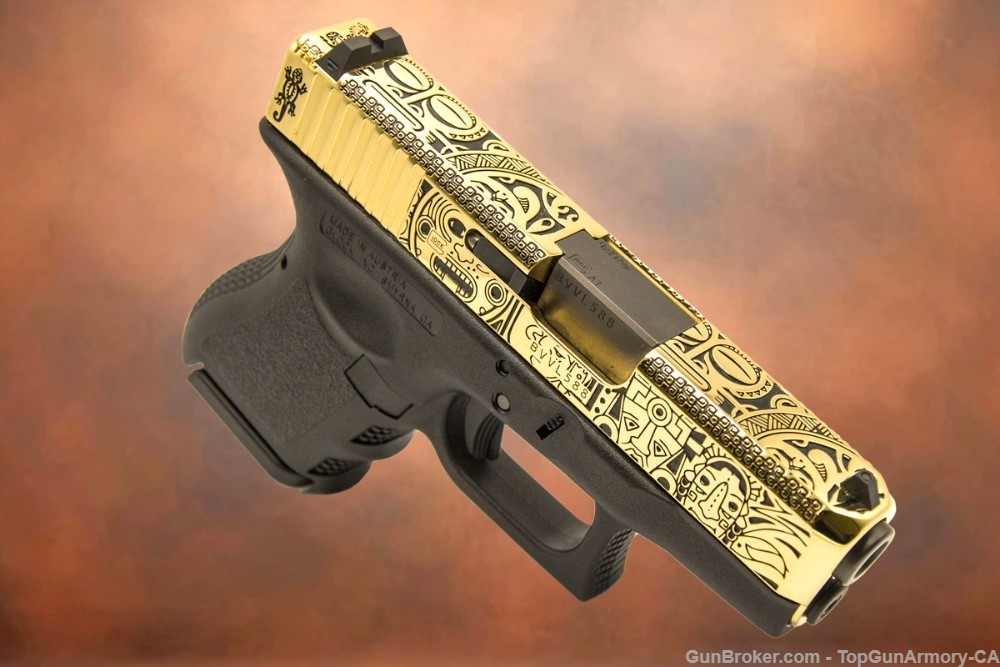 EXCLUSIVE: Glock 26, 9mm 24K GOLD Plated with MAYAN AZTEC Design-img-0