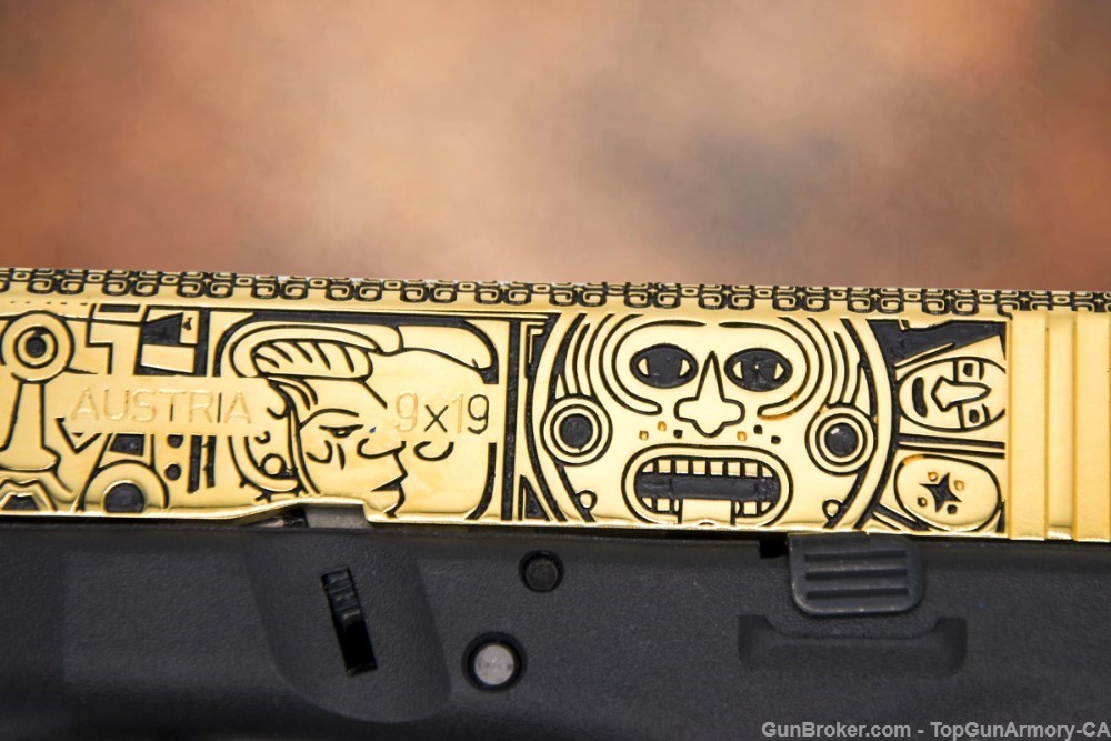 EXCLUSIVE: Glock 26, 9mm 24K GOLD Plated with MAYAN AZTEC Design-img-4