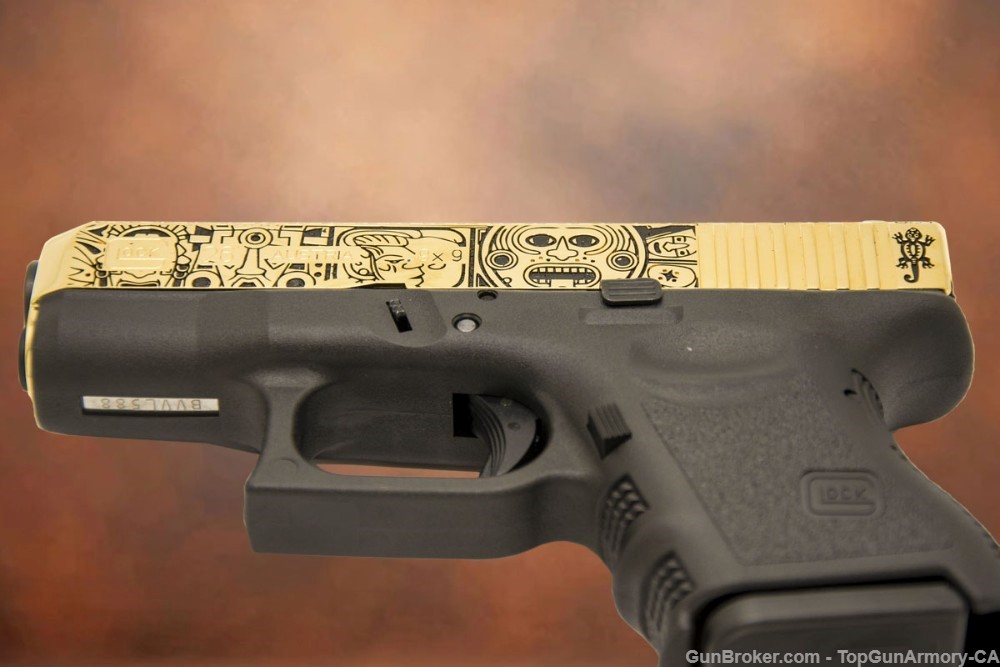 EXCLUSIVE: Glock 26, 9mm 24K GOLD Plated with MAYAN AZTEC Design-img-5