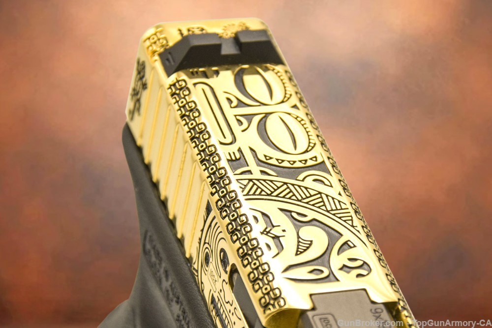 EXCLUSIVE: Glock 26, 9mm 24K GOLD Plated with MAYAN AZTEC Design-img-2