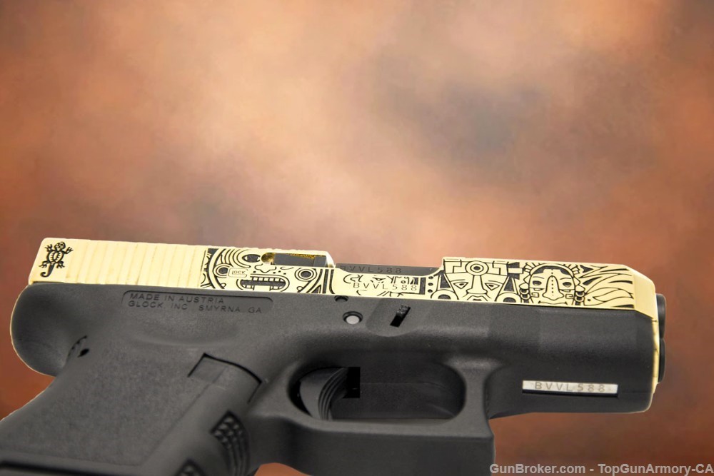 EXCLUSIVE: Glock 26, 9mm 24K GOLD Plated with MAYAN AZTEC Design-img-6