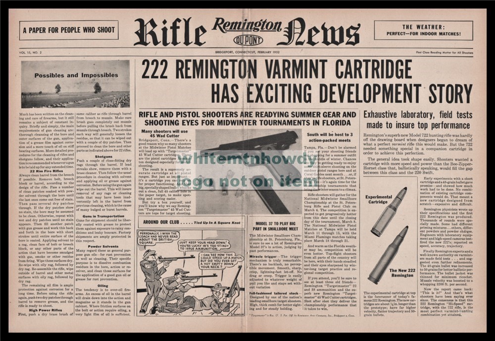 1952 REMINGTON .22 Varmint Cartriodge Bullets Ammunition Centerfold AD-img-0