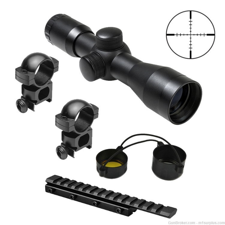 Optics Kit with Compact Rifle Scope + Rail Mount fits Remington 597 22-img-0