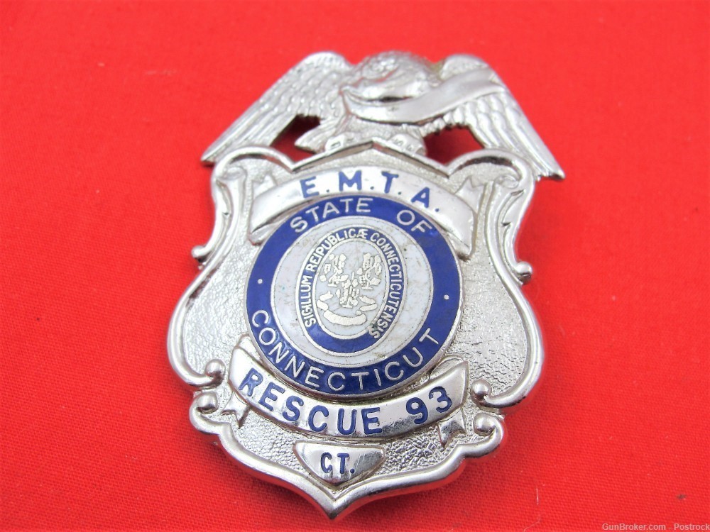 EMTA badge of Connecticut rescue vintage low #-img-0