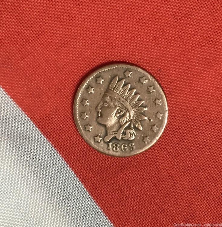 Civil War Coin / merchants token Indian Head dated 1863-img-0